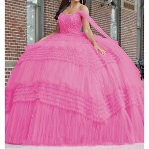 NEW HOUSE OF WU princess barbie girl ball gown in hot pink
